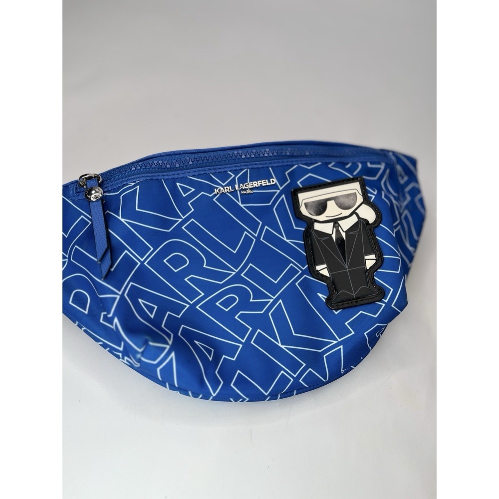 KARL LAGERFELD WOMEN'S AMOUR  BLUE NYLON BELT BAG FANNY PACK-MULTI